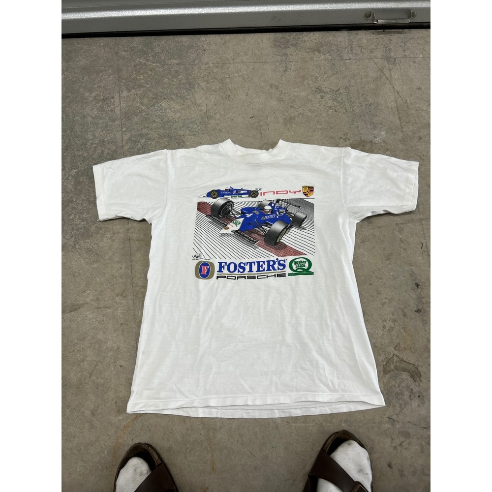 Vintage Oneita Power-T Indy Porsche Foster's Quaker State Racing Tee XL‎ White